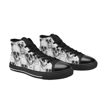 WOMEN'S Clean Skull Line Art High Top Canvas Vibrant Chaos Sneakers