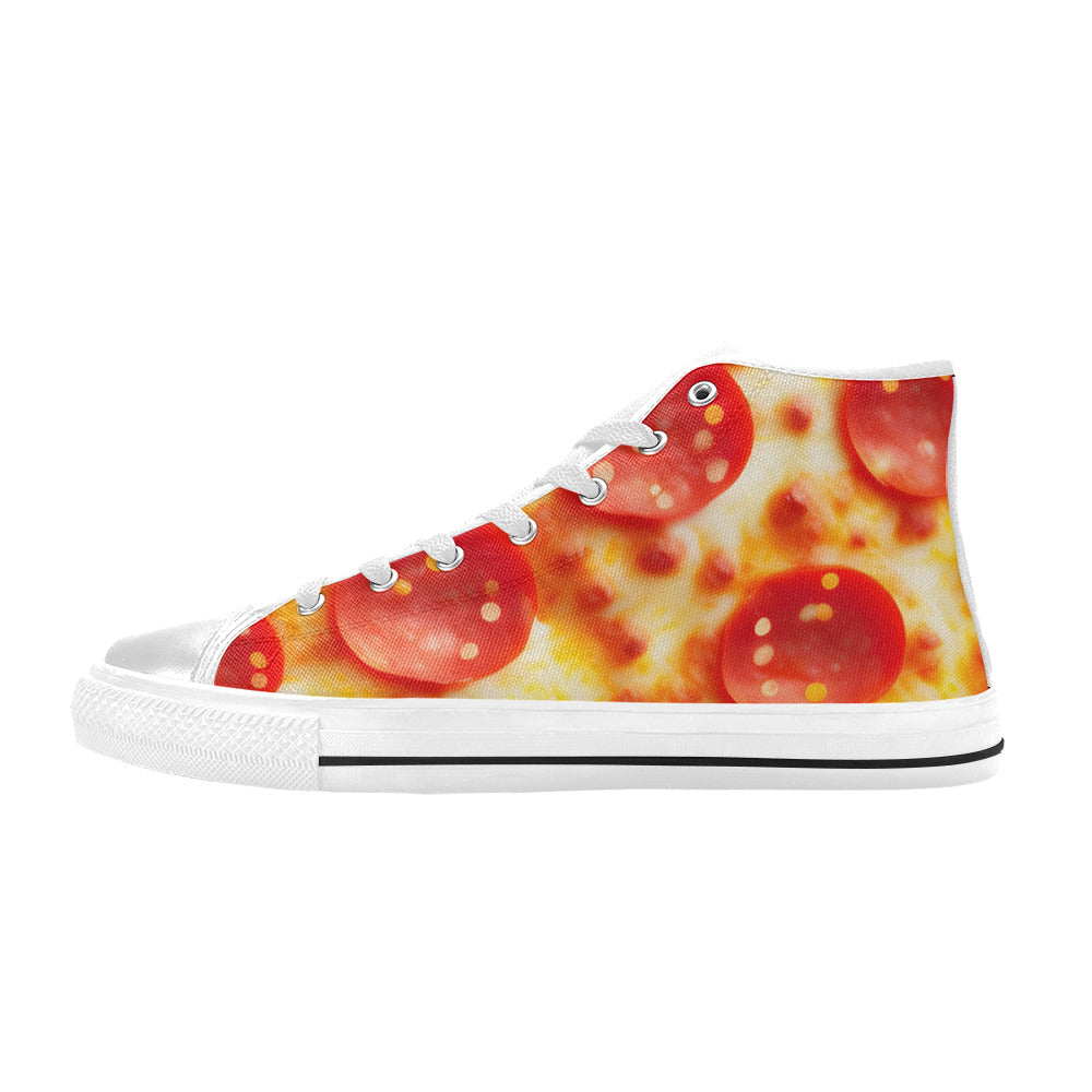 WOMEN'S Cc Pepperoni Pizza Cheese High Top Canvas Neon Fantasy Custom Shoes