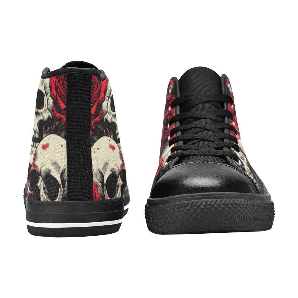 MEN'S Comic Book Skull Roses High Top Canvas Cottagecore Sneakers