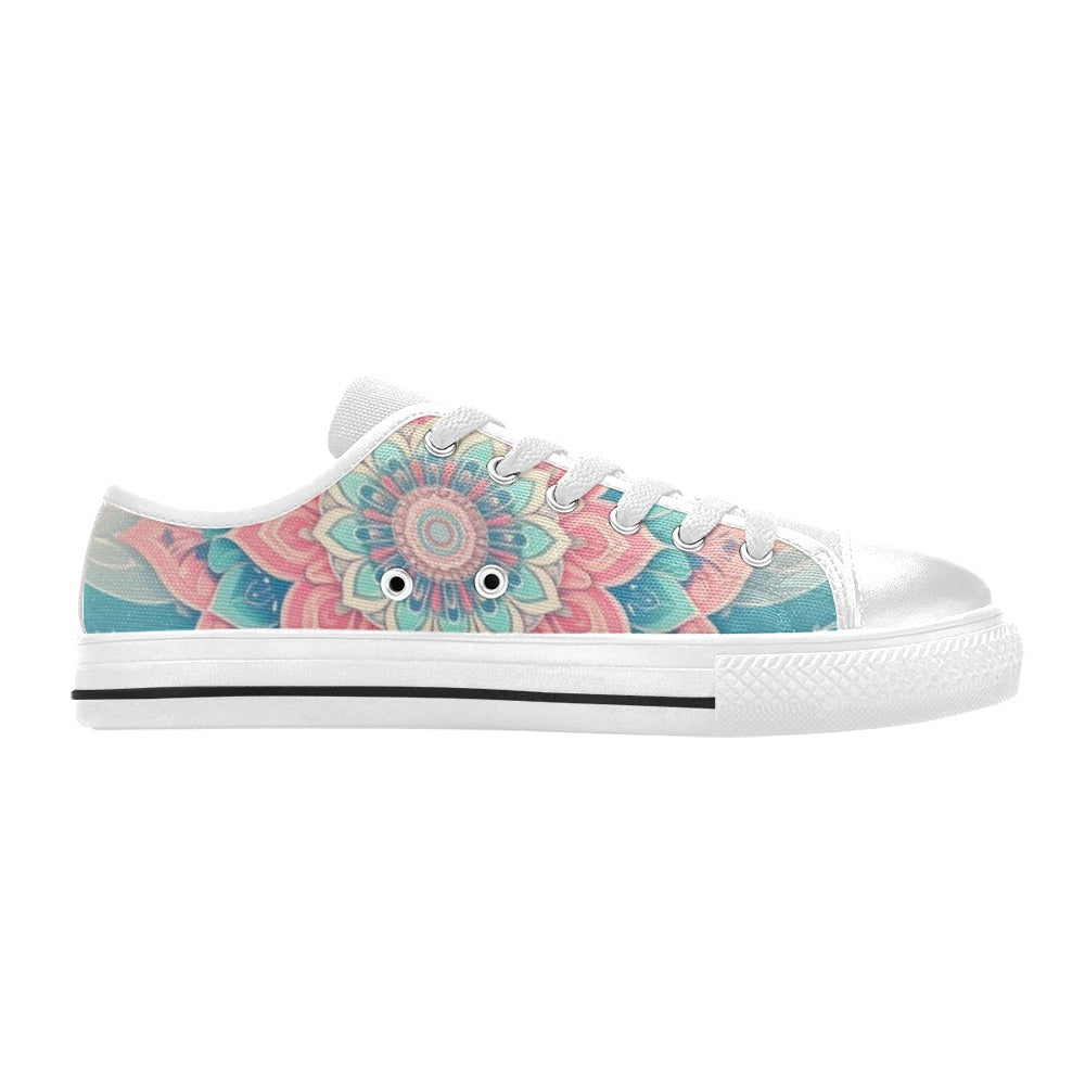 KIDS' Pastel Wave Mandala Low Top Canvas Wallpaper Art Shoes