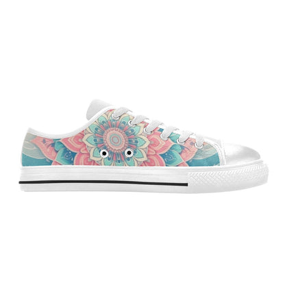 KIDS' Pastel Wave Mandala Low Top Canvas Wallpaper Art Shoes