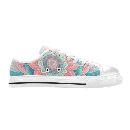 KIDS' Pastel Wave Mandala Low Top Canvas Wallpaper Art Shoes