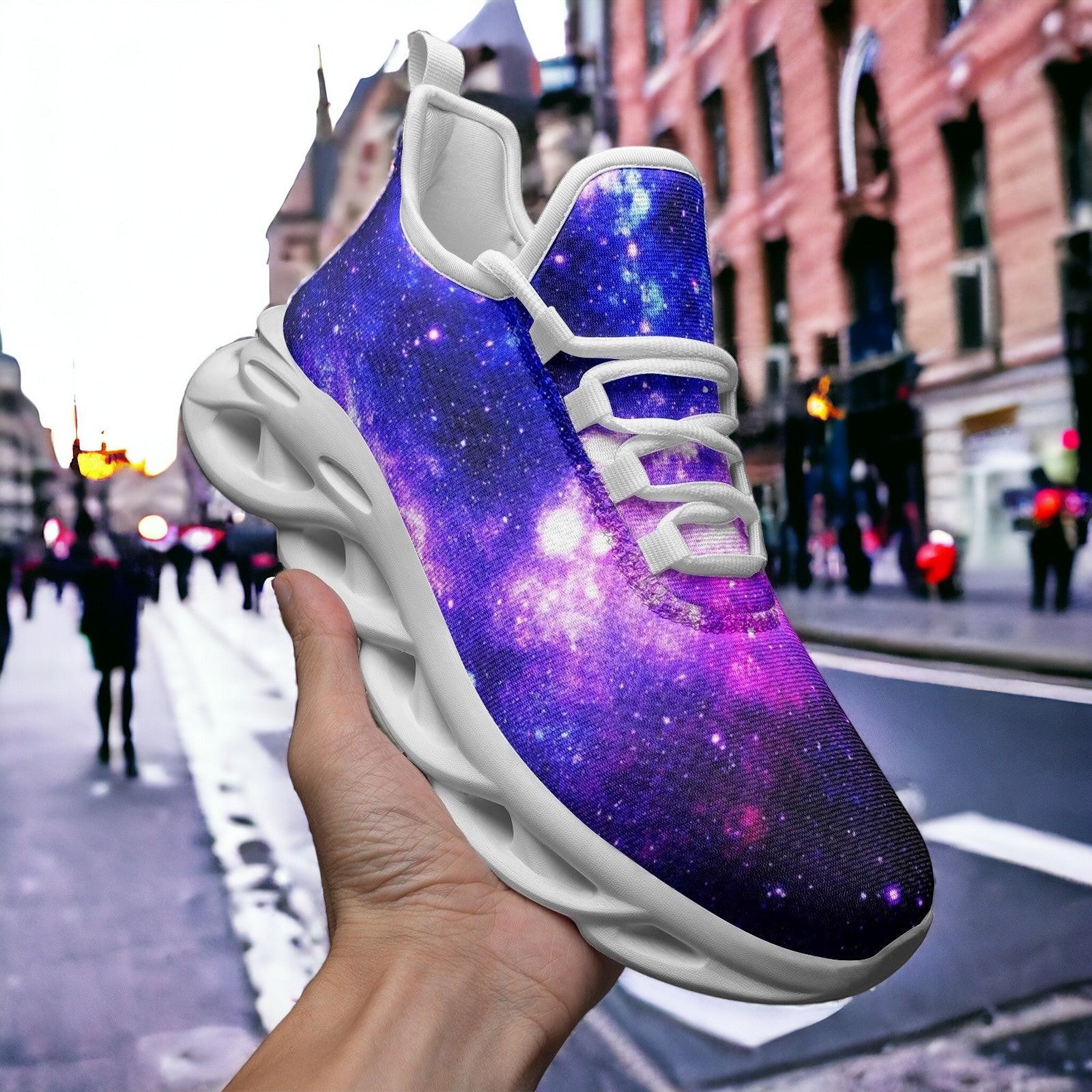 Galaxy Art custom high-top canvas shoes — wearable art by Freaky Shoes
