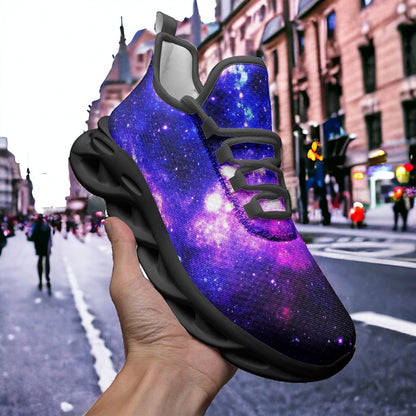 Galaxy Art hand-made high-top canvas shoes — unique wearable art by Freaky Shoes