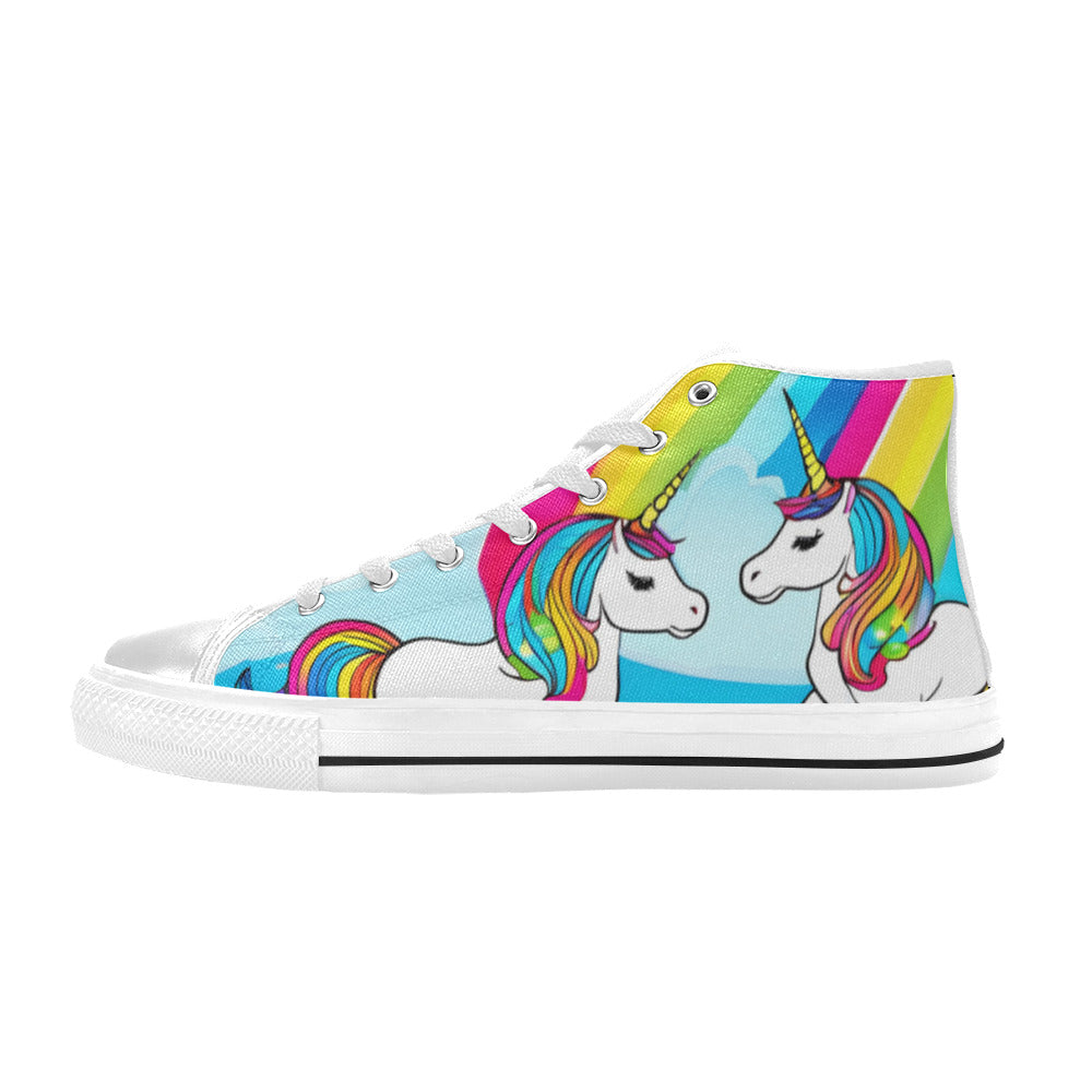 WOMEN'S Abstract Unicorns Art High Top Canvas Aesthetic Sneakers