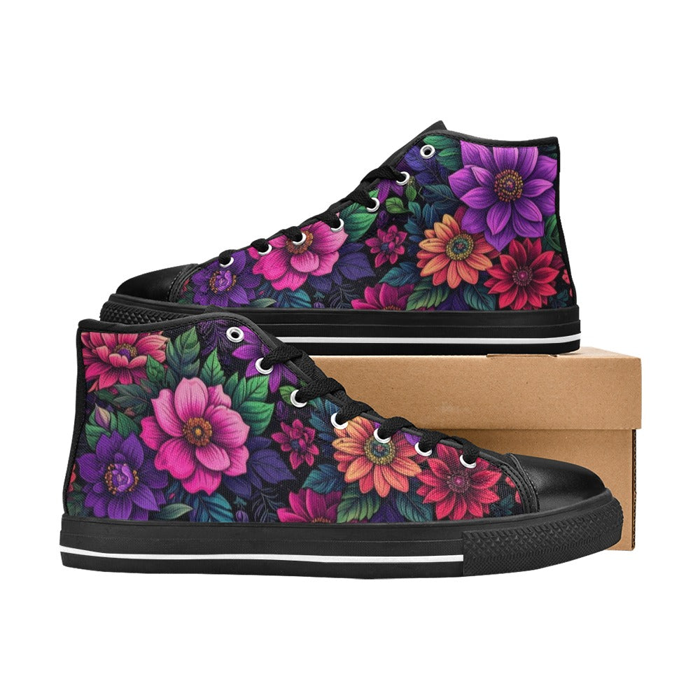 MEN'S Trippy Floral Chaos Men’S High Top Canvas Cottagecore Custom Shoes