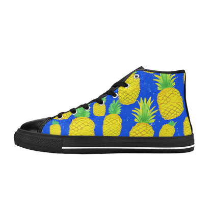 WOMEN'S More Pineapples 2 High Top Canvas Dark Academia Custom Sneakers