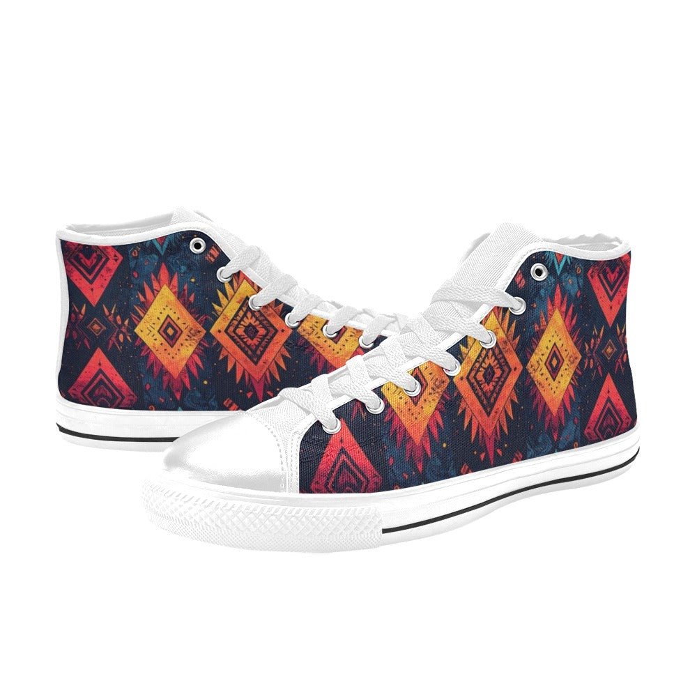 Wild Tribal Ripple 2 Men's High Top Canvas Shoes