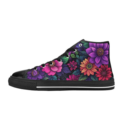 WOMEN'S Trippy Floral Chaos High Top Canvas Vivid Custom Shoes