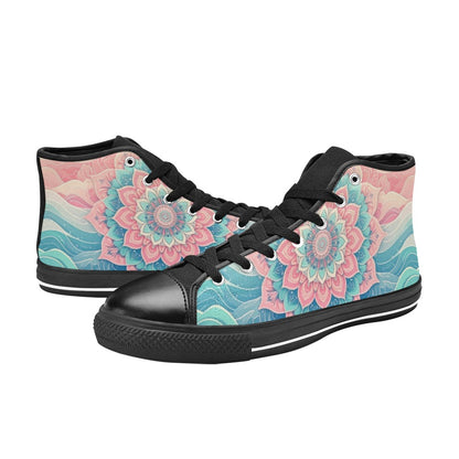 MEN'S Pastel Wave Mandala High Top Canvas Grunge Sneakers