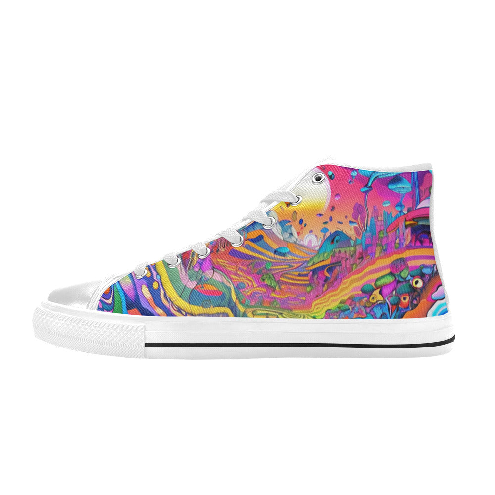 MEN'S Trippy World Art 3 High Top Canvas Dark Academia Sneakers