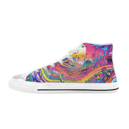 MEN'S Trippy World Art 3 High Top Canvas Dark Academia Sneakers