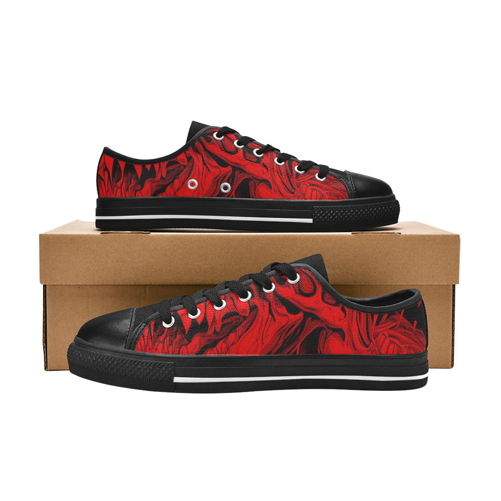 WOMEN'S Cc Demons Red Canvas Cottagecore Custom Sneakers