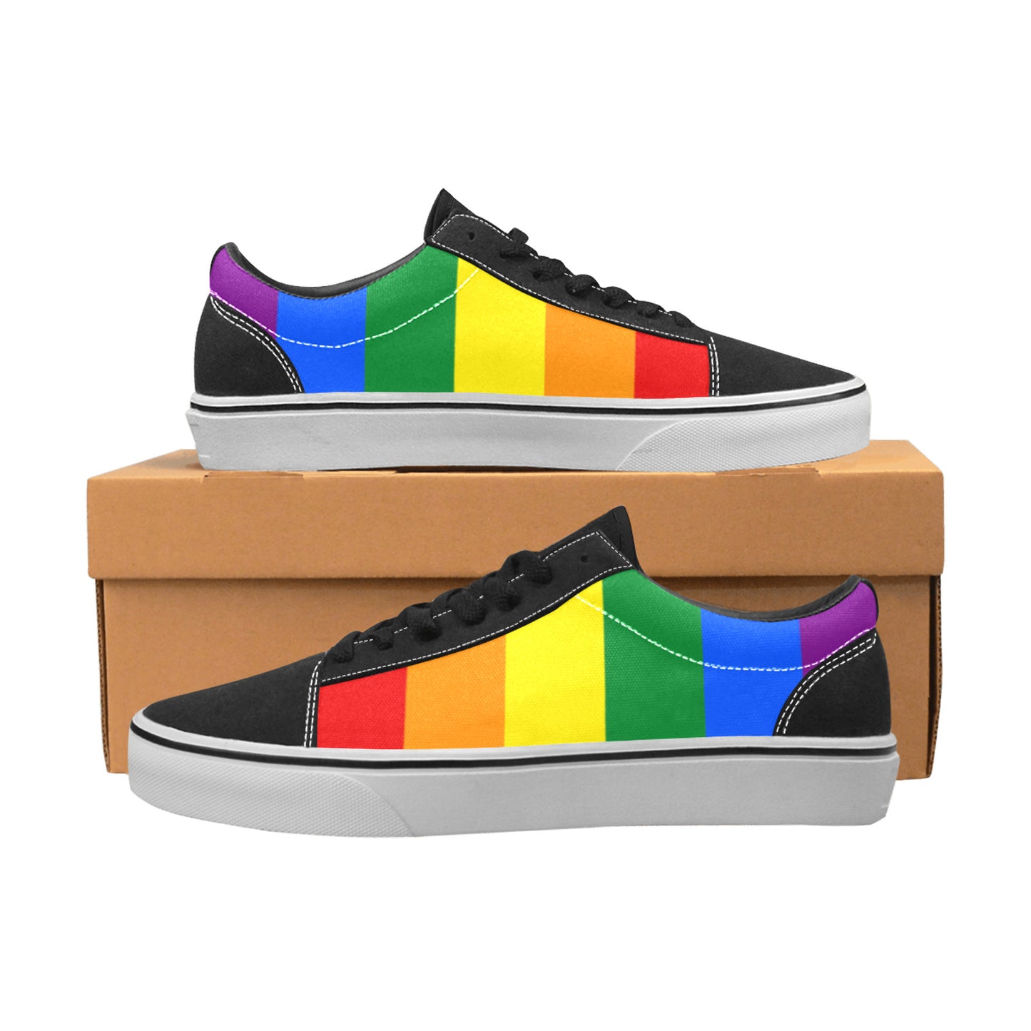 WOMEN'S Rainbow Transgender Flag Pride LGBT Low Top Skateboarding Custom Sneakers