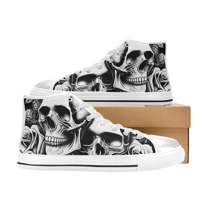 MEN'S Cartoon Style Skulls & Roses High Top Canvas Shoes | Freaky Shoes®