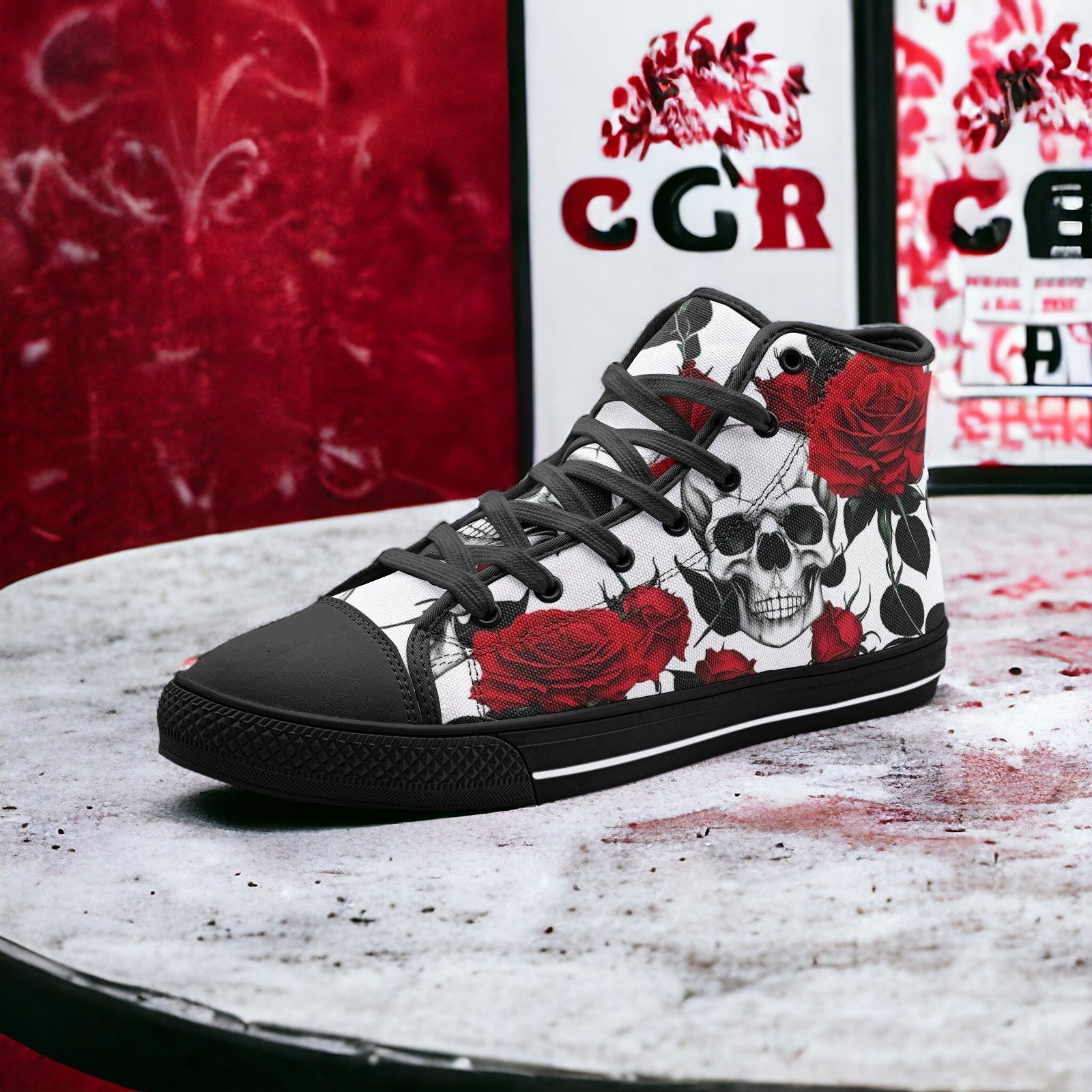 Cherry Blossom Amber Gold Custom Bold Art - Freaky Shoes | Custom Art Sneakers