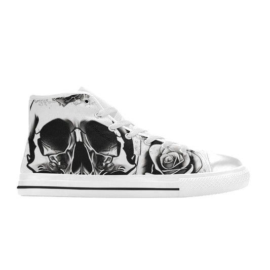 MEN'S Grey Style Skull Roses High Top Canvas Dreamcore Sneakers