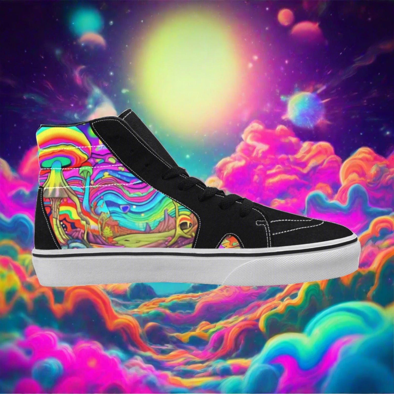 Mermaid White Gold Custom WOMEN Bold Art - Freaky Shoes | Custom Art Sneakers