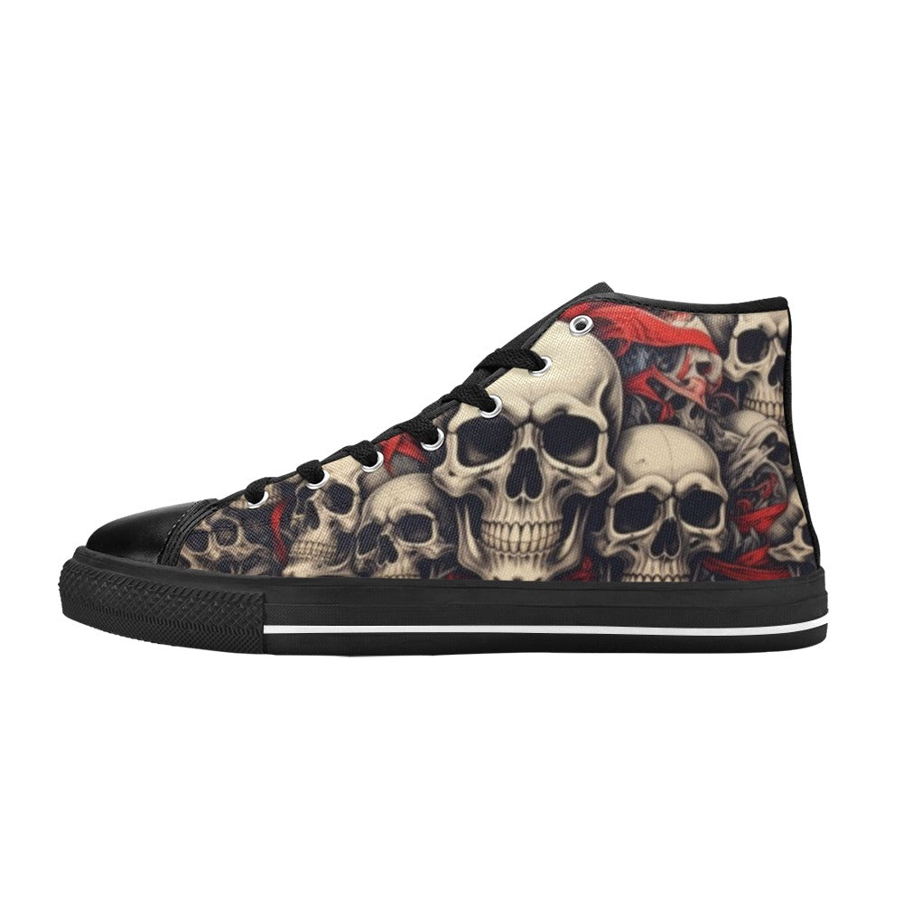 WOMEN'S Patriotic Skull Flag High Top Canvas Vibrant Chaos Custom Sneakers