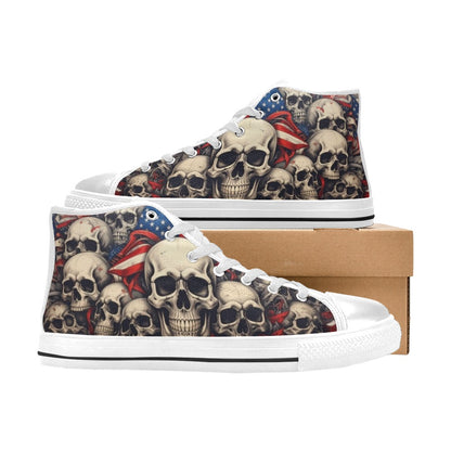 MEN'S Patriotic Skull Flag High Top Canvas Surreal Custom Shoes
