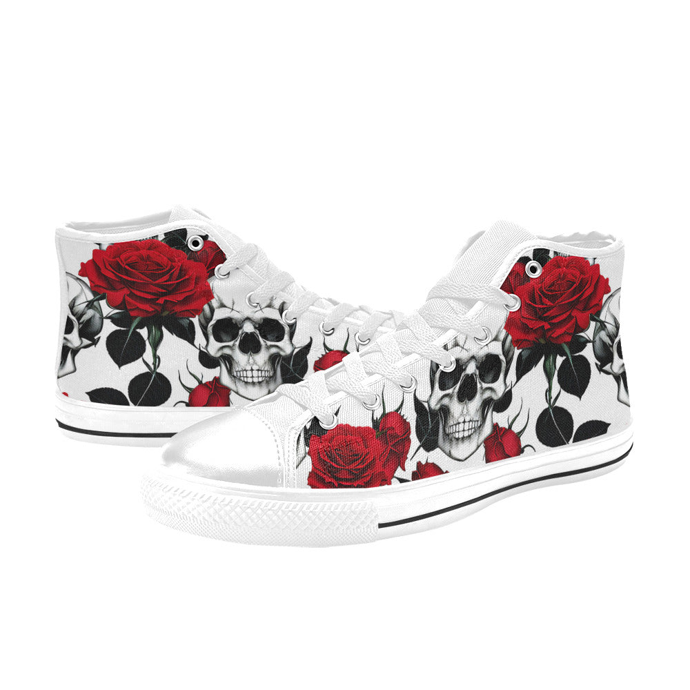 MEN'S Skulls Roses Deluxe 8 High Top Canvas Neon Fantasy Shoes