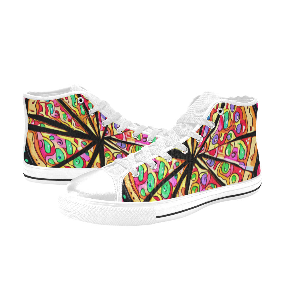 WOMEN'S Pizza Fantasy Art High Top Canvas Cottagecore Sneakers
