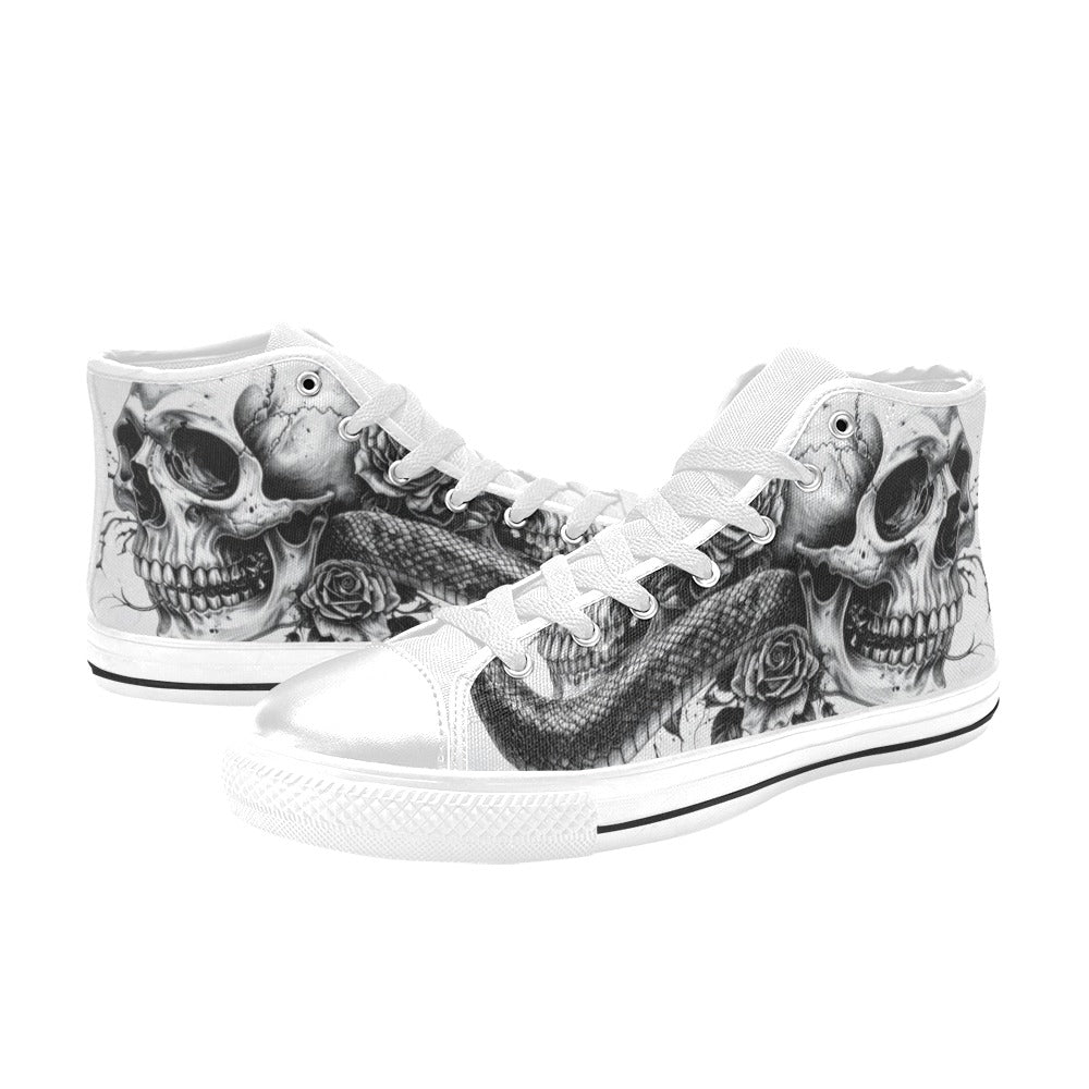 Butterfly Skull Dark Art Men's Gothic High Top Canvas Shoes | Freaky Shoes®