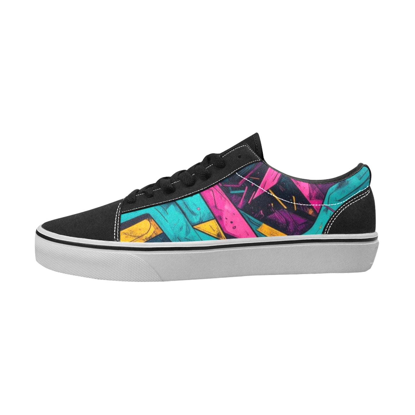 MEN'S Neon Squiggle Memphis Custom Low Top Skateboarding Grunge Sneakers