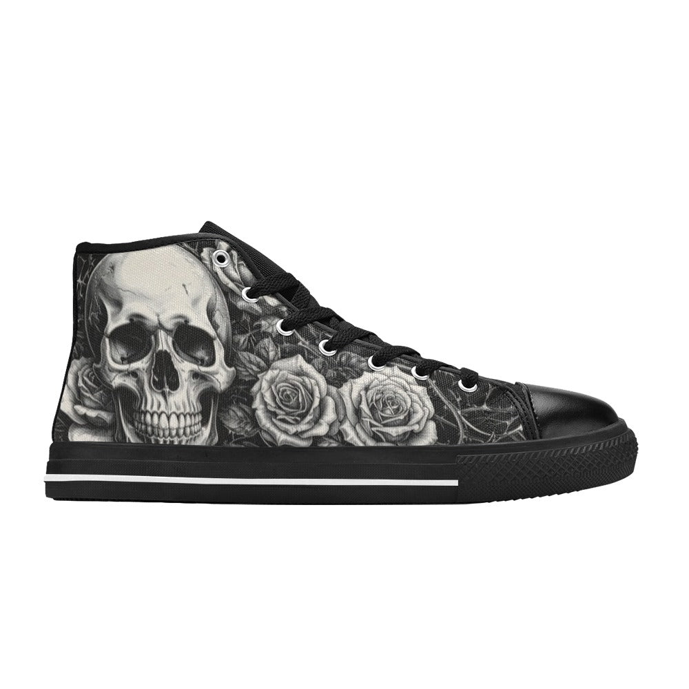 Skull Art Dark Gothic Women's High Top Canvas Shoes | Freaky Shoes®