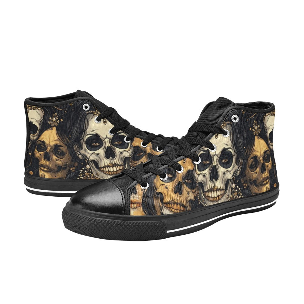 MEN'S Dark Glamour Skull Jewels High Top Canvas Aesthetic Shoes