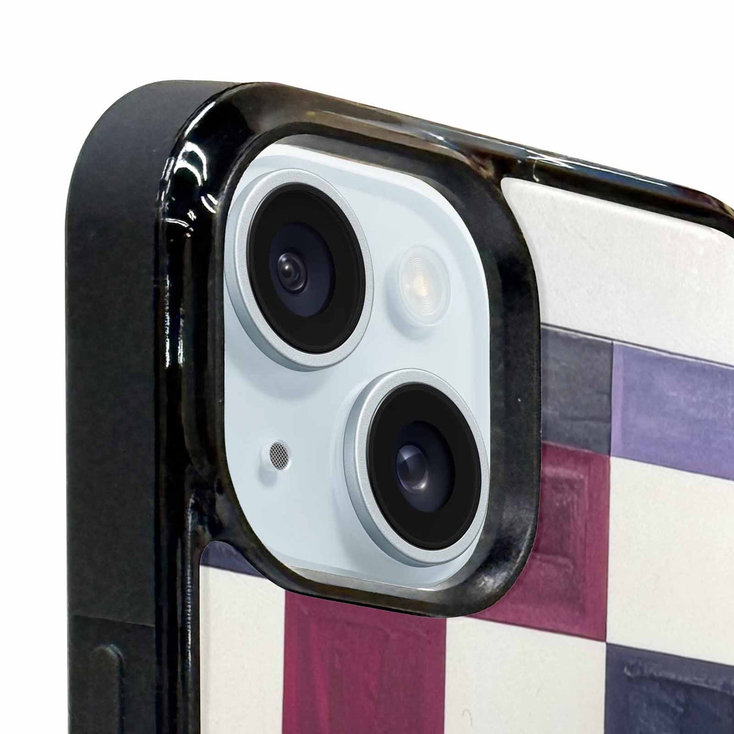 iPhone 15 Plus Case — Checkerboard Print, Personalized Phone Case