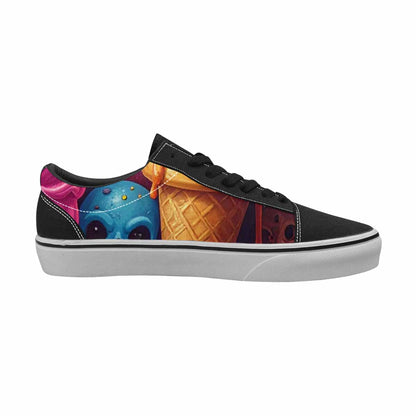 WOMEN'S Ice Cream Monsters  Lace-Up Canvas Wallpaper Art Custom Sneakers