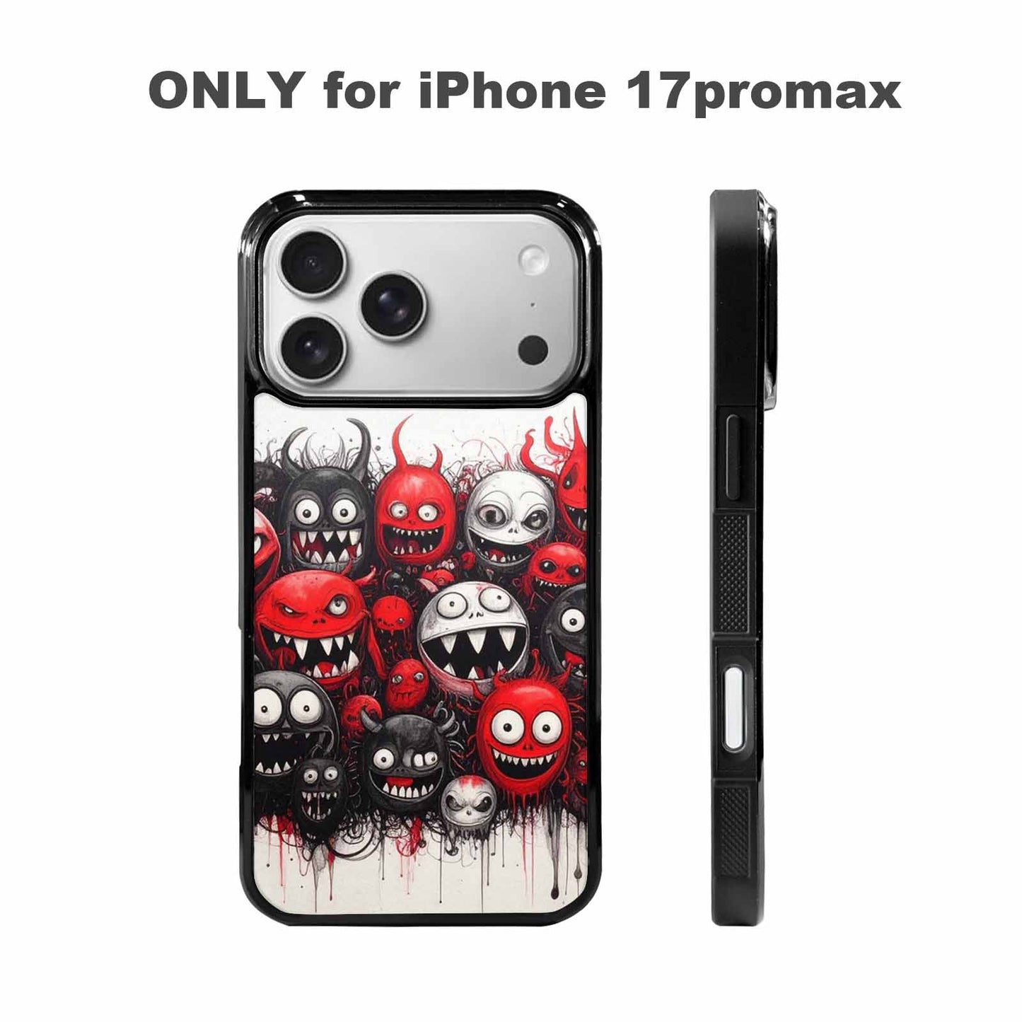 iPhone 17 Pro Max Case — Black &amp; Red Ink Cartoon Cute, Custom Phone Case