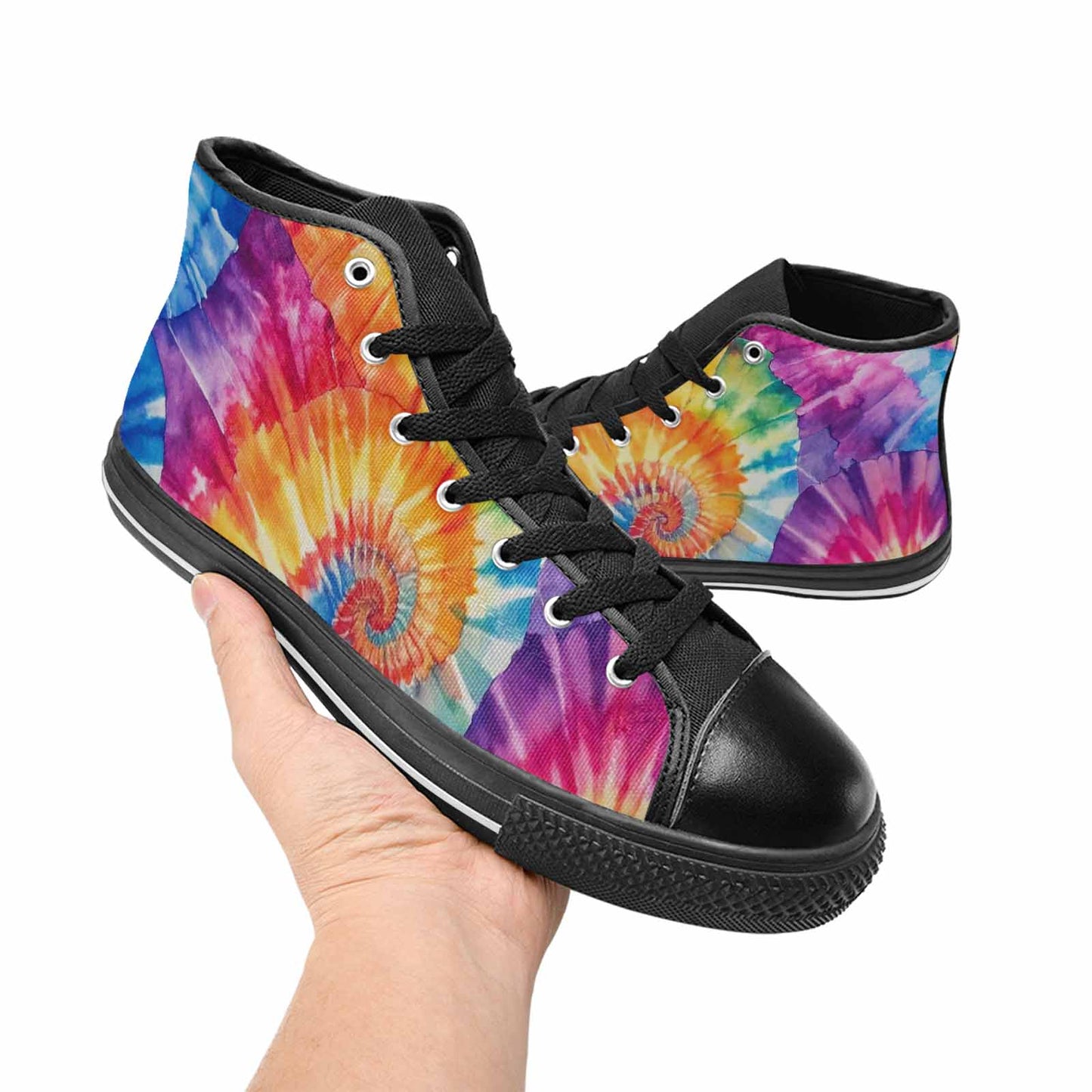 MEN'S Tie Dye Swirl High Top Canvas Dark Academia Sneakers