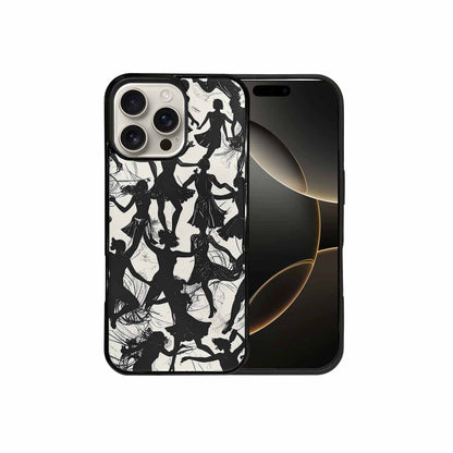 iPhone 16 Pro Max Case — Bold Dancing Figure Line Art Pattern, Unique Phone Case Design