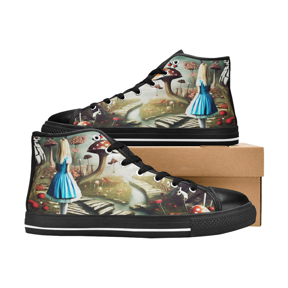 WOMEN'S Trippy Acid Art Creepy High Top Canvas Y2K Custom Shoes