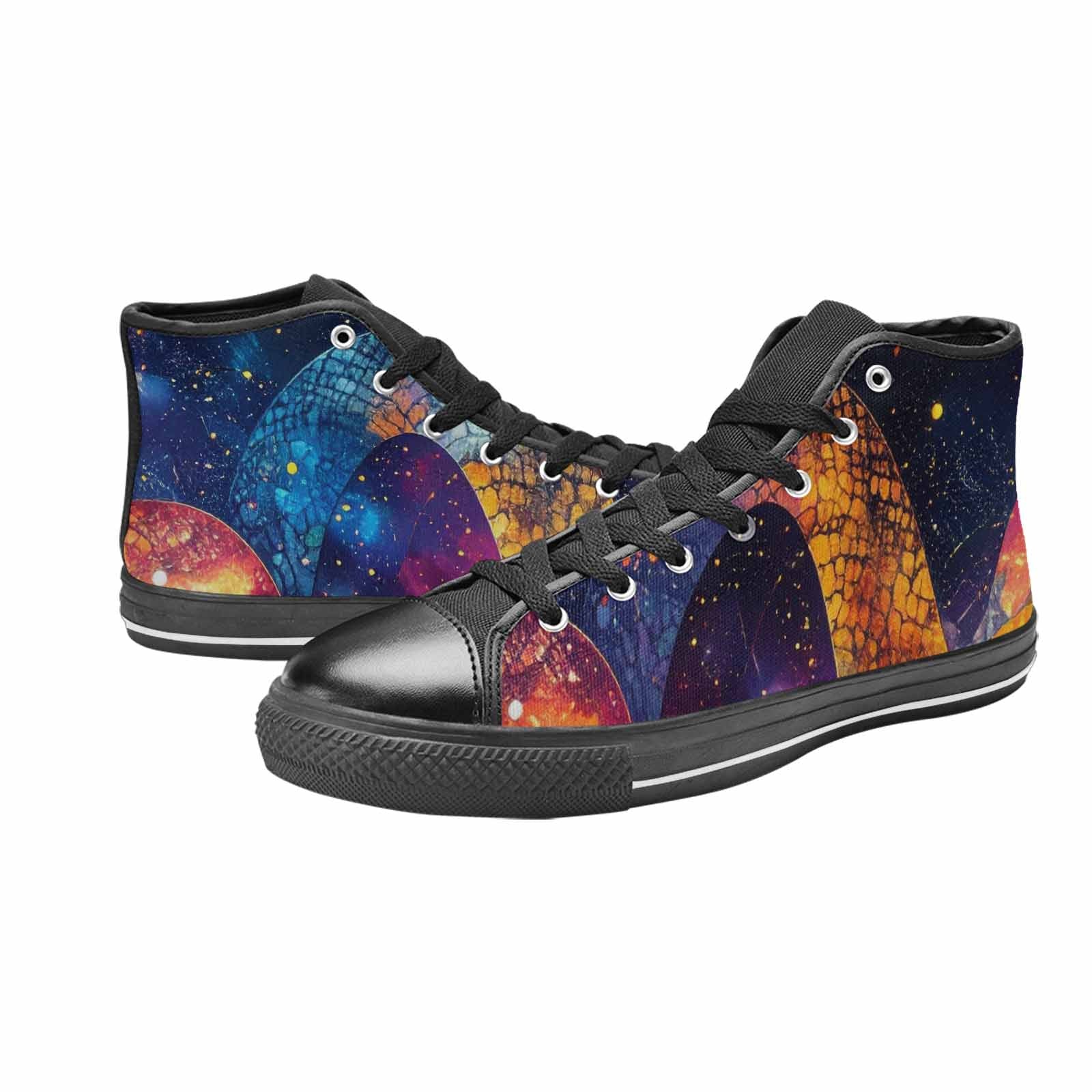 MEN'S Galaxy Snake Print High Top Canvas Wallpaper Art Custom Shoes
