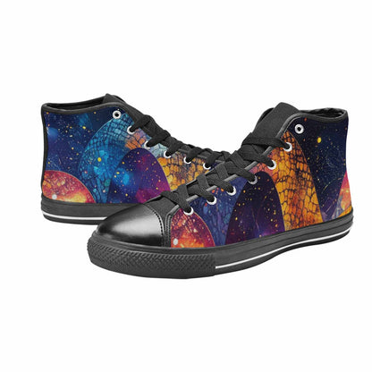 MEN'S Galaxy Snake Print High Top Canvas Wallpaper Art Custom Shoes