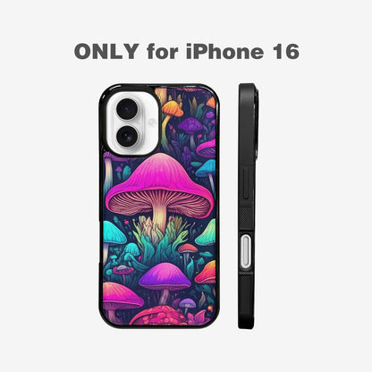 iPhone 16 Case — Mushroom Psychedelic Art Seamless Pattern Vibrant, Unique Phone Case Design