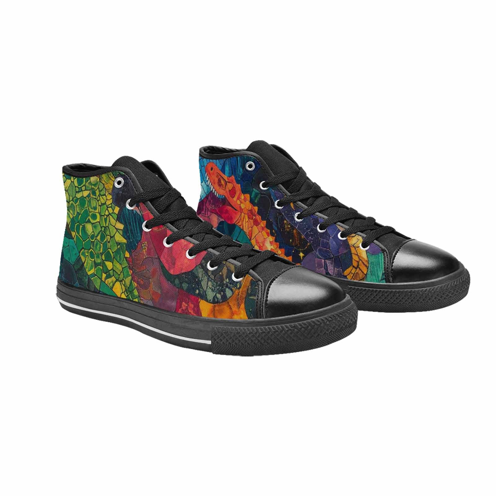 WOMEN'S Dinosaur Silhouette High Top Canvas Grunge Shoes