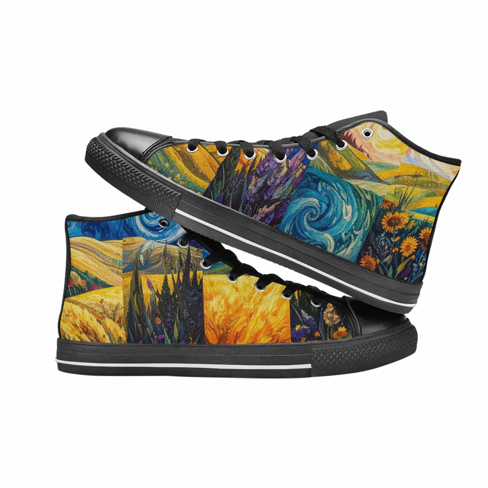 MEN'S Van Gogh-Style Swirl High Top Canvas Dreamcore Custom Sneakers