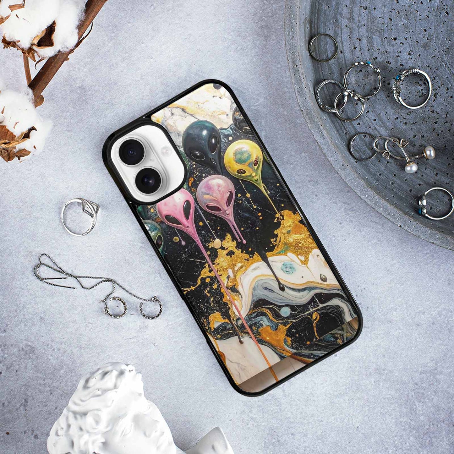 iPhone 16 Plus Case — Aliens Marblemelting Aliens Pa, Custom Phone Case