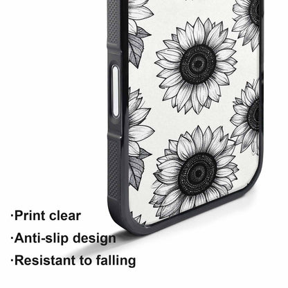 iPhone 17 Pro Max Case — Minimalist Black Line Art Floral, Unique Phone Case Design