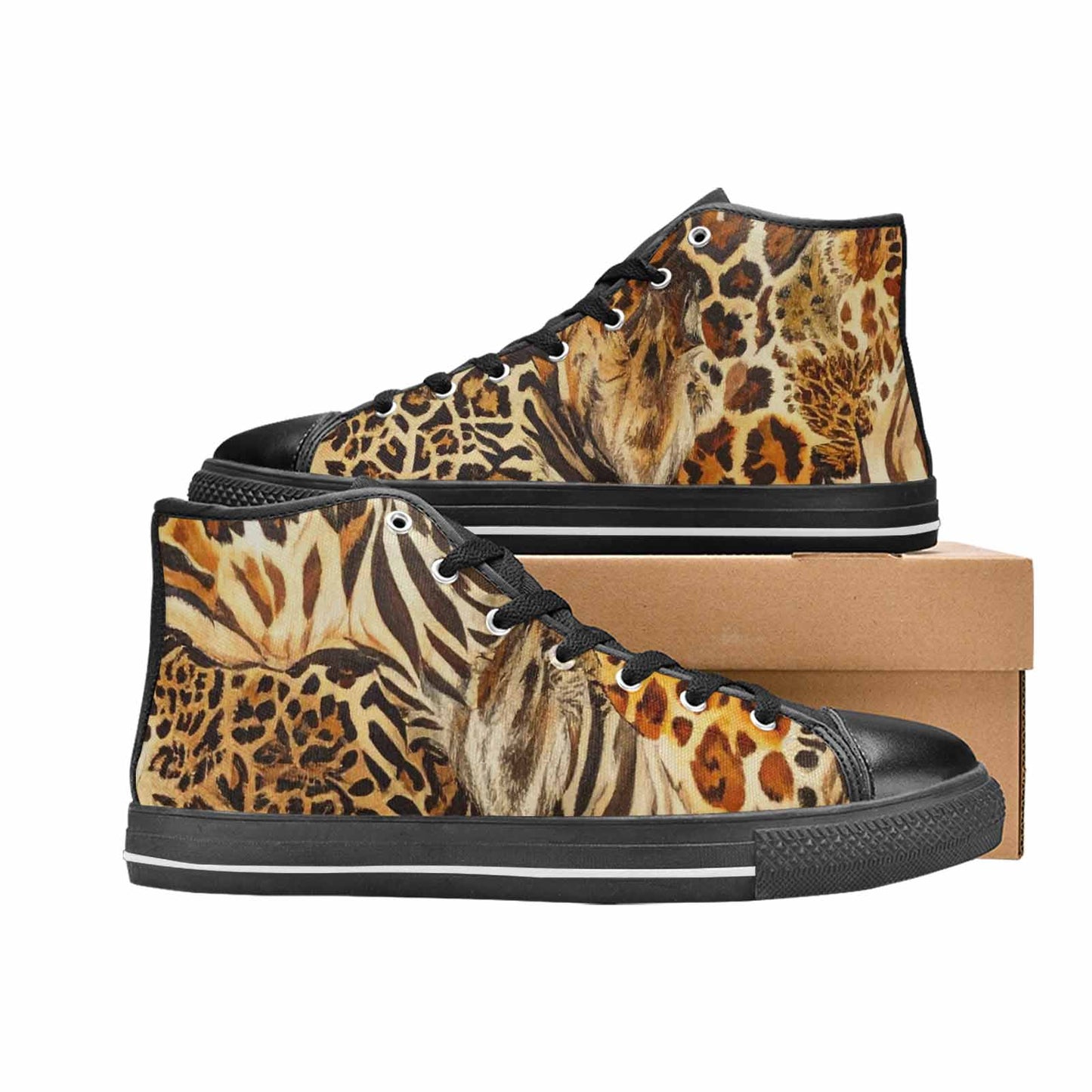 WOMEN'S Animal Print High Top Canvas Vivid Custom Sneakers