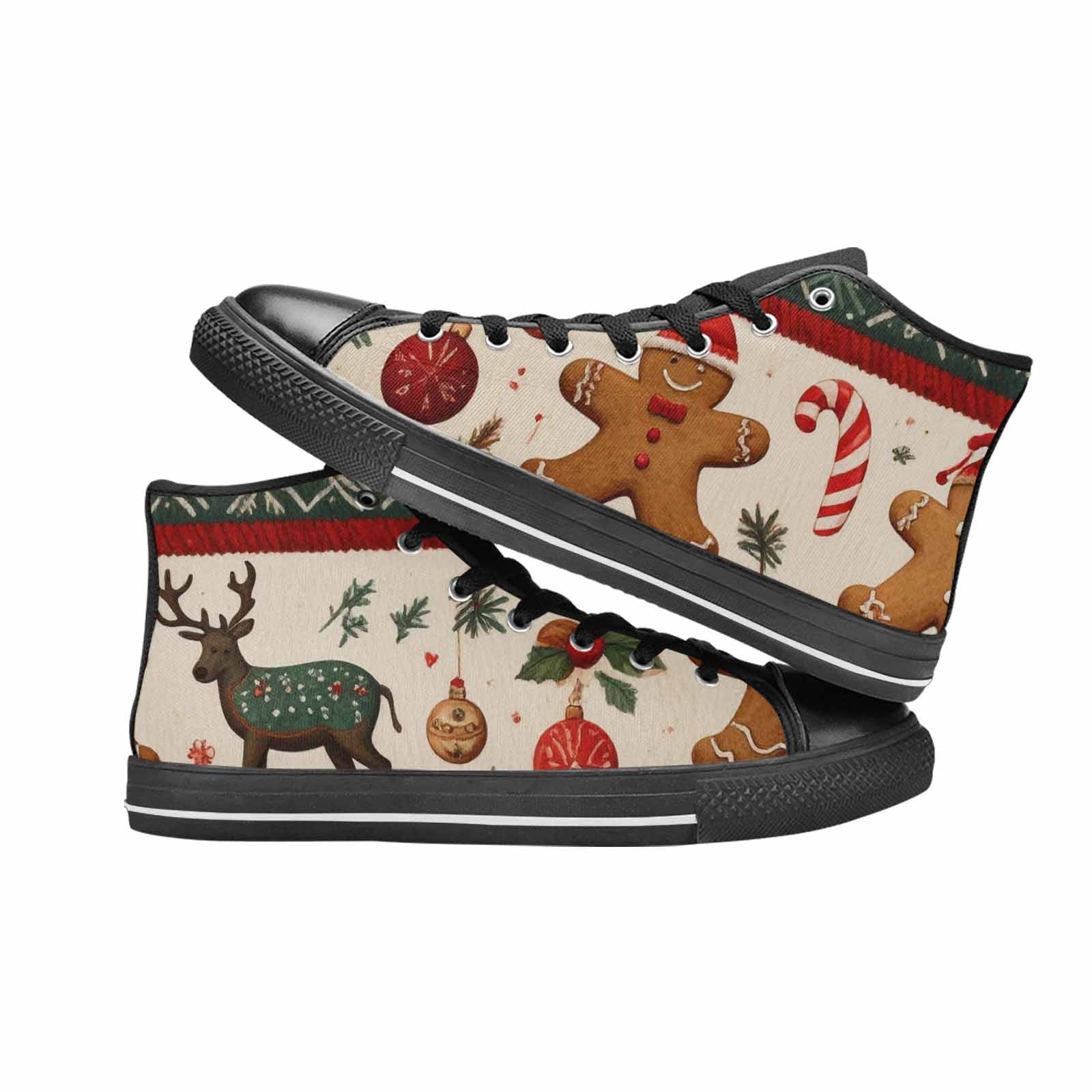 MEN'S Christmas Holly Snowflake High Top Canvas Aesthetic Shoes