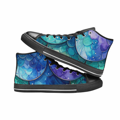 MEN'S Mermaid Scale High Top Canvas Cottagecore Custom Sneakers
