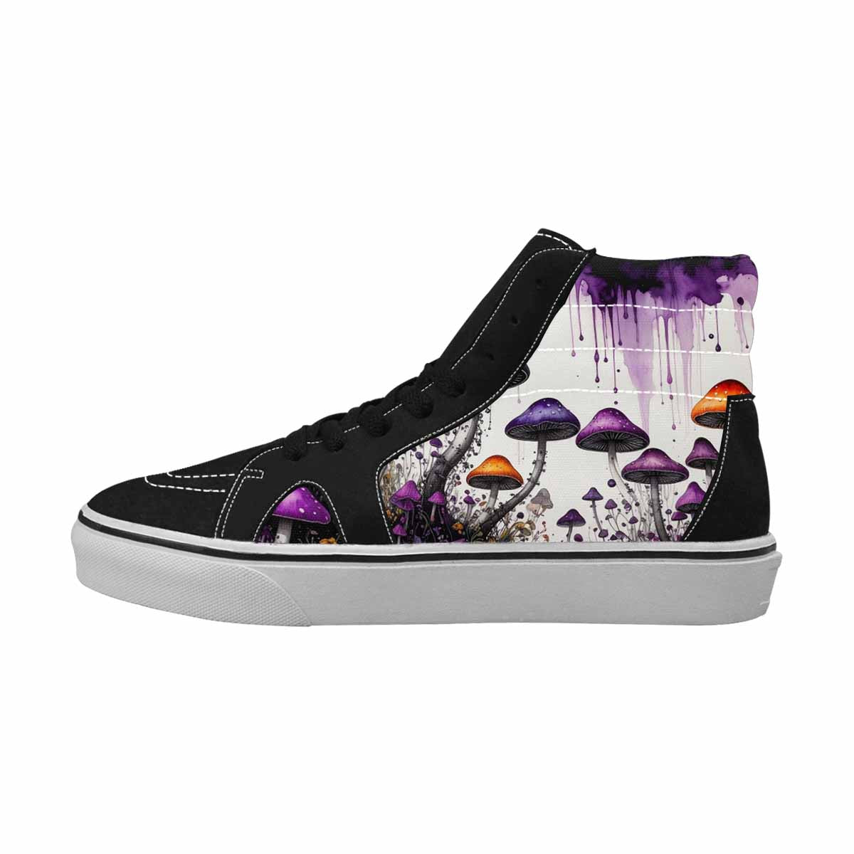 MEN'S Rainbow Drip Mushrooms High Top Canvas Wallpaper Art Custom Sneakers