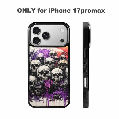 iPhone 17 Pro Max Case — Black &amp; Purple Ink Gothic Skulls, Original Design Phone Case