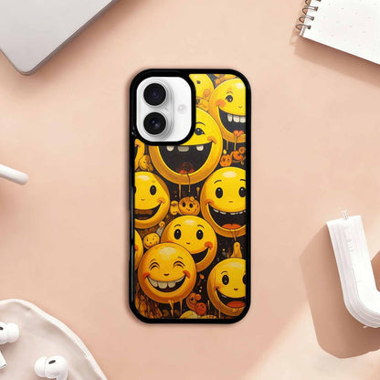 iPhone 17 Case — Melting Moon Smiley Red Original Art, Custom Printed Phone Case