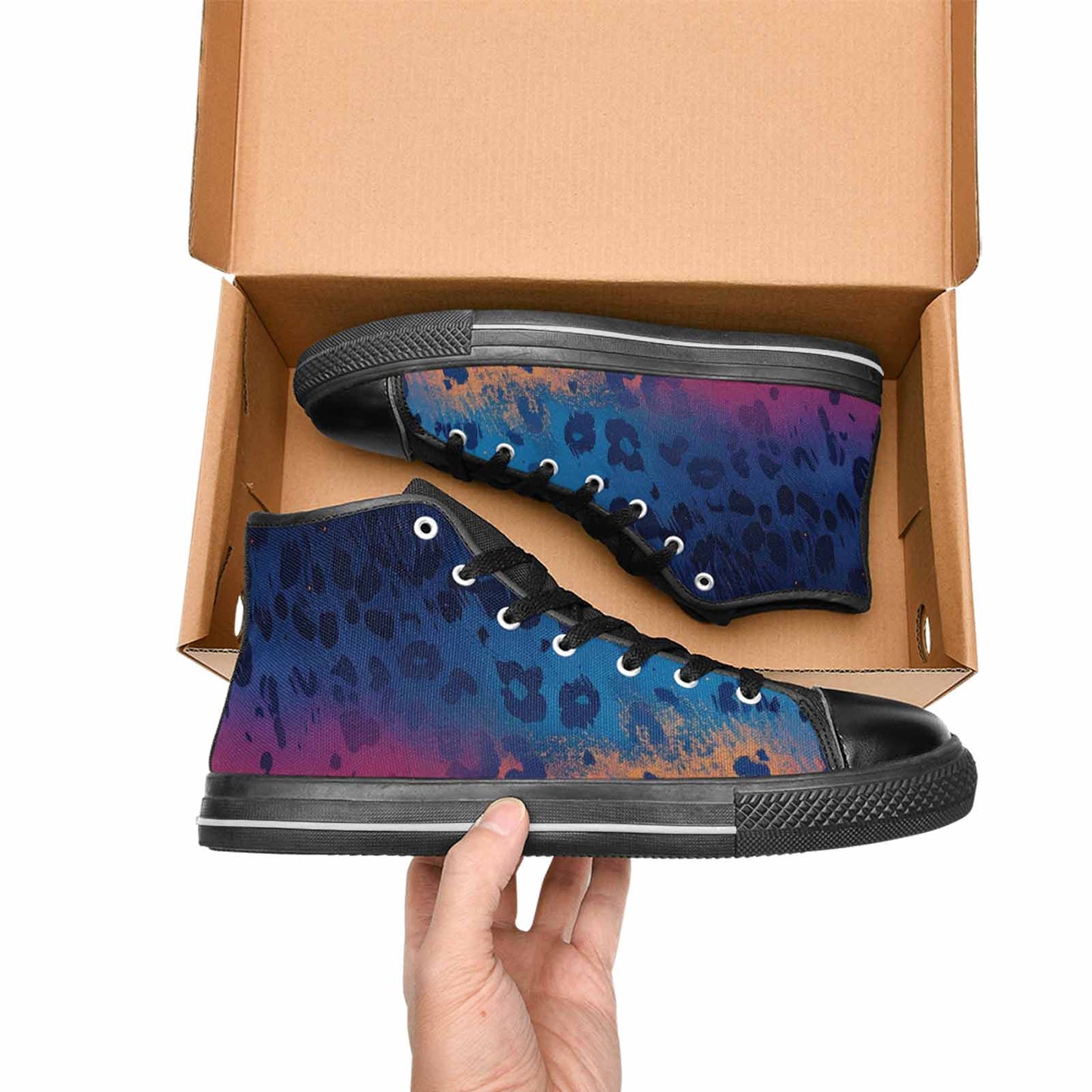 MEN'S Leopard Print Gradient High Top Canvas Surreal Sneakers